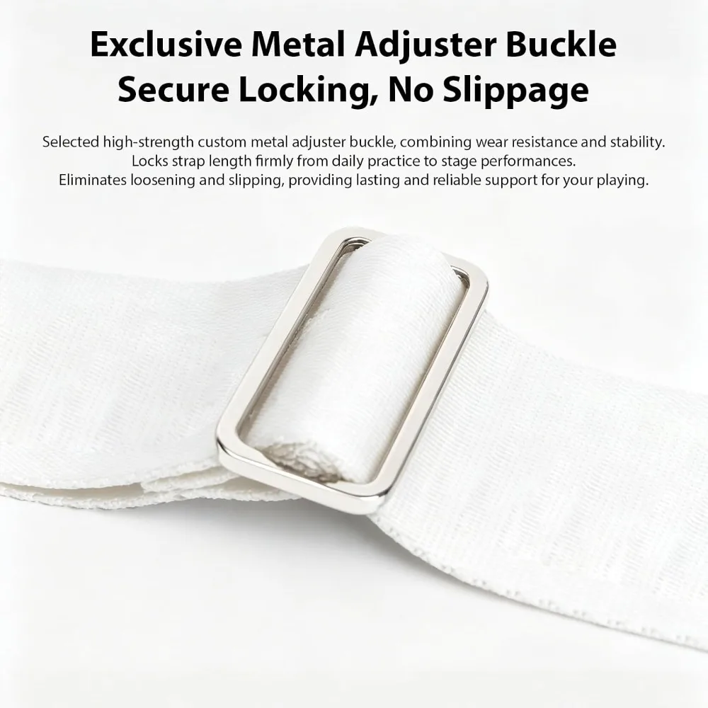 50mm(1.97in)Width Guitar Strap Nylon Material White Nylon Guitar Strap Silicone Buckle Heavy Duty Guitar Strap For Guitar