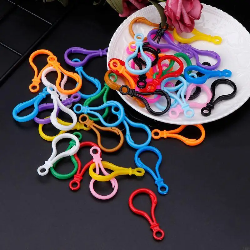 

24BE 100pcs Plastic Colorful Lamp Buckle Hook Lobster Clasp DIY Needlework