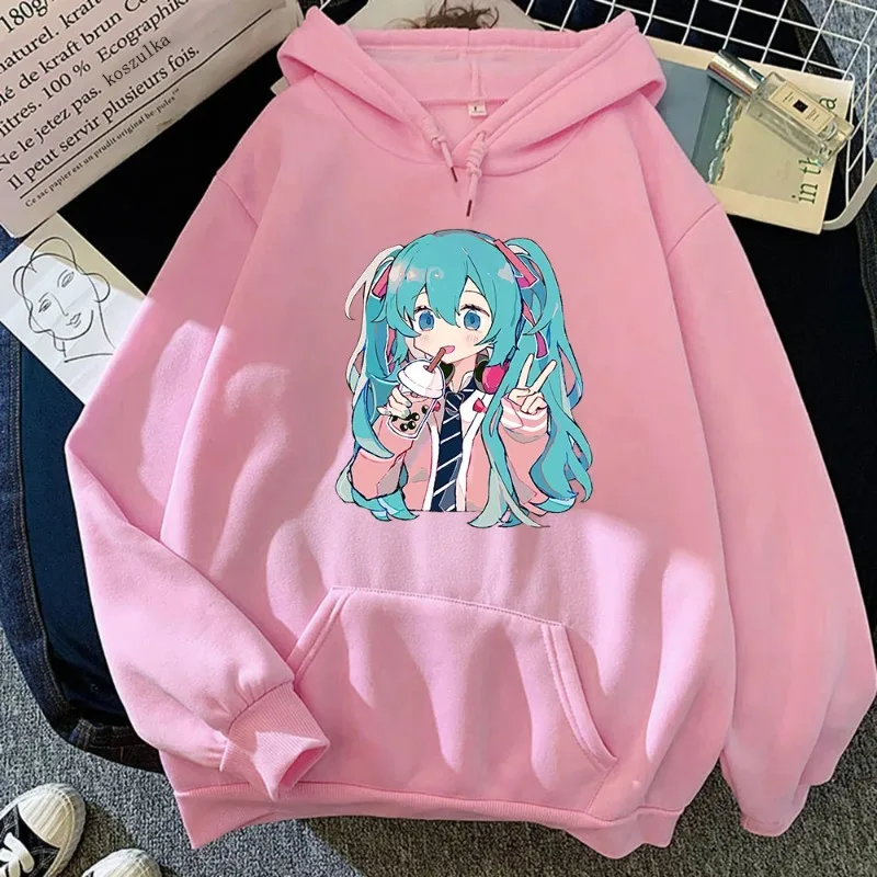 2024 Boba Tea Miku Anime Printed Hoodie Fashion Women Harajuku Kawaii Hoodies Unisex Christmas Sweatshirt Vintage Casual Hoody