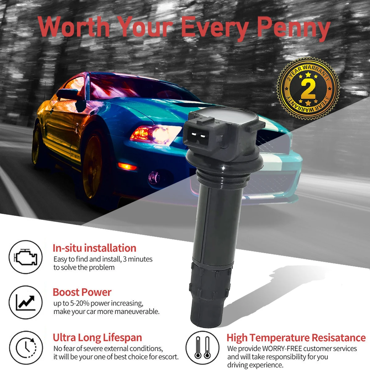 4PCS Ignition Coil 0DM0-178000 Compatible With CFMoto 300NK 300SS 300cc 2022-2025 Motorcycle Engine Part