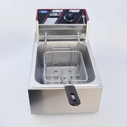 Friggitrice elettrica in acciaio inox padella profonda patatine fritte macchina pollo fritto fornello macchina fritta padella profonda 110V 220V