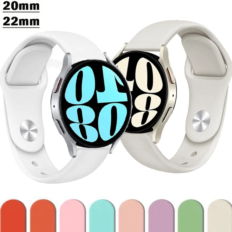 18mm 20mm 22mm Strap For Samsung Galaxy watch 7 6 5/pro/4 Classic Silicone bracelet Huawei watch GT 4-2-2e-3-3 pro 41/46mm band