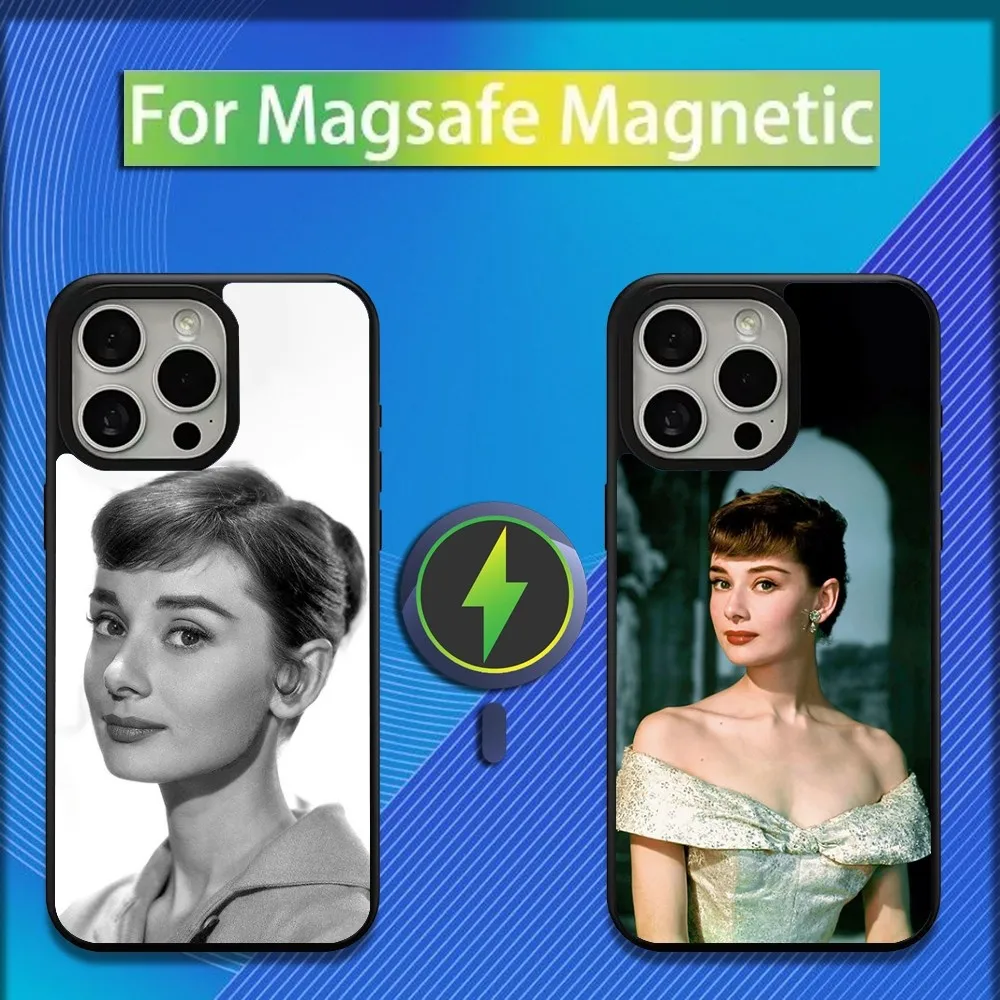 Actress Audrey H-Hepburn Phone Case For iPhone 16,15,14,13,12,11,Plus,Pro,Max,Mini Magsafe Magnetic Wireless Charging