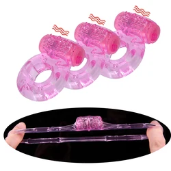 Anillo vibrador para el pene para parejas, jaula de castidad, masajeador con correa