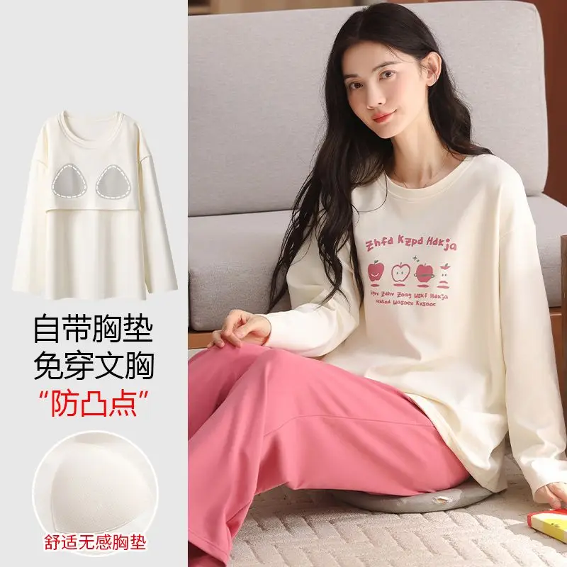 2026 Spring Autumn Long Sleeve 100% Cotton Lingerie Pajama Sets for Women Korean Sleepwear Pyjama Pijama Mujer Homewear Clothes