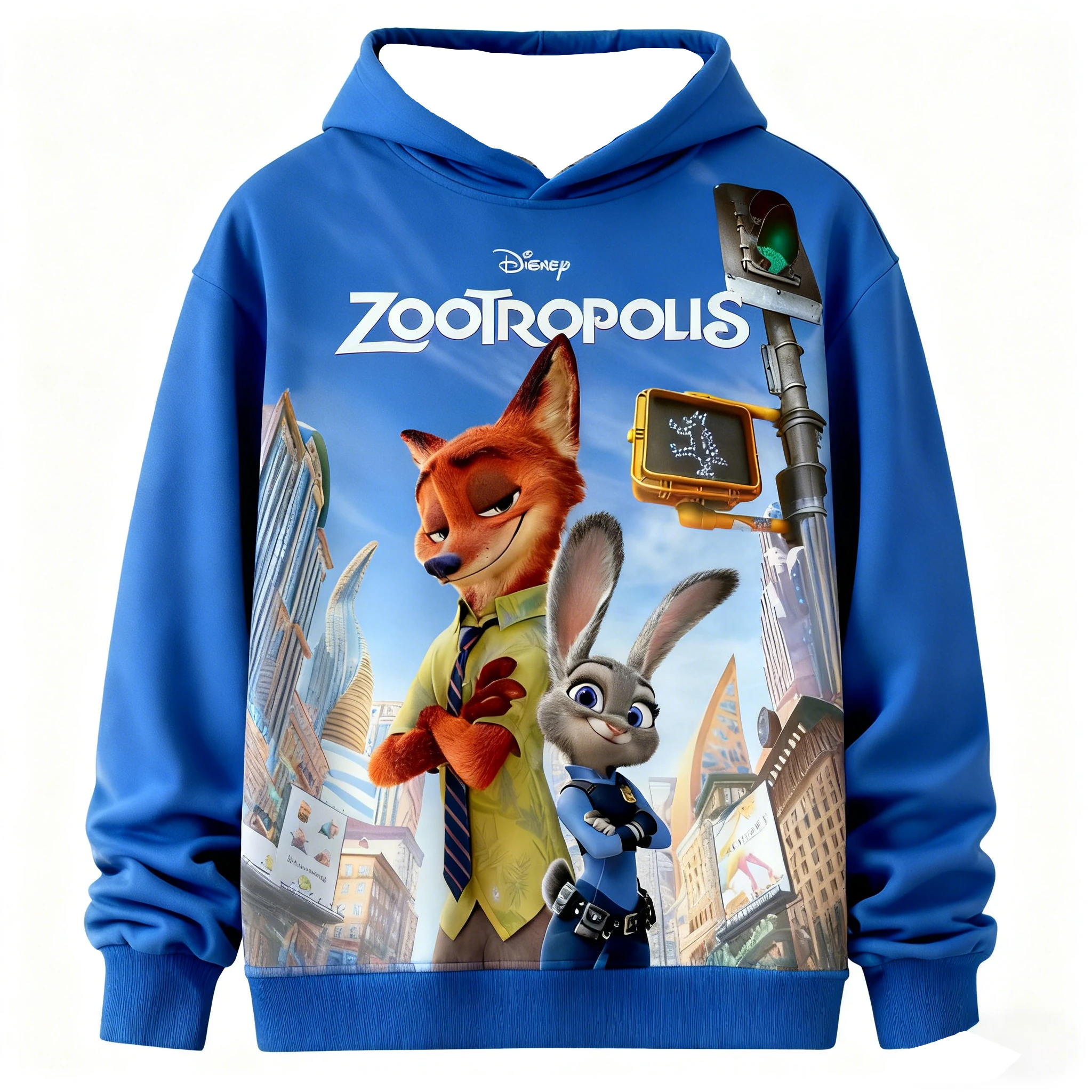 

New Autumn Winter Zootopia 2 Print Hooded Sweatshirt, Teens Kids Warm Pullover, Fashion Top for Layering or Outerwear