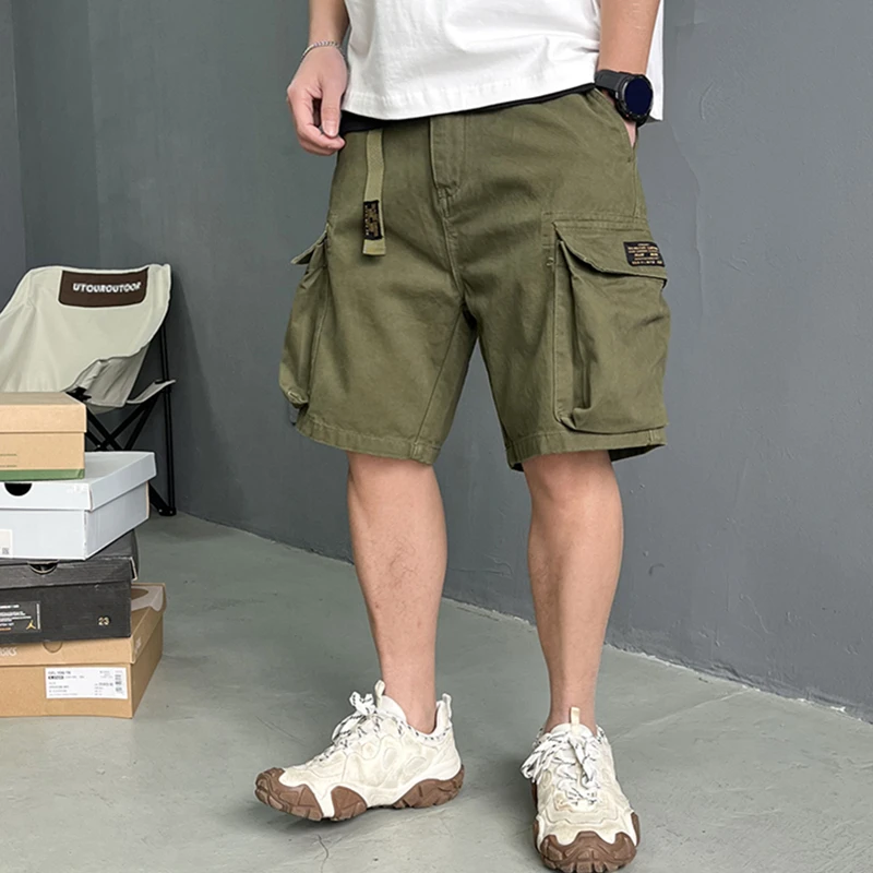 Pantalones cortos de camuflaje para hombre, ropa de calle americana, Pantalones rectos tácticos, ropa de alta calidad, Estilo Vintage, japonés,