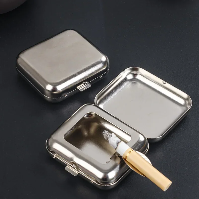 1pc Mini Metal Ashtray, Portable Small Ashtray, Outdoor Pocket Ashtray, Creative Car Cigarette Accessory