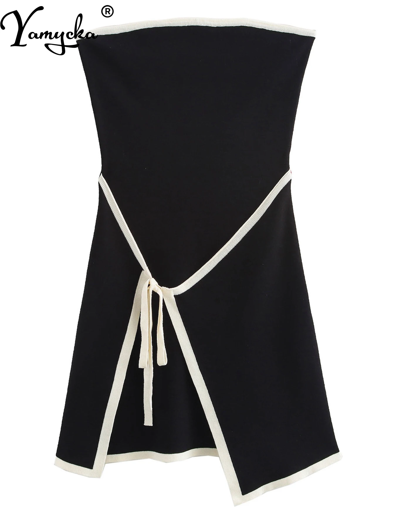 Mini abito lavorato a maglia bianco nero sexy senza schienale da donna elegante abito da festa di compleanno da donna Abiti da sera midi da ballo di moda