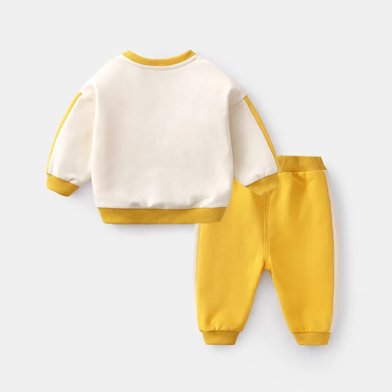 Spring Autumn Babys Boys 2PCS Clothes Set Cotton Cartoon Contrast Sweatshirts Spliced Jogger Pant Infant Newborn Boys Tracksuits