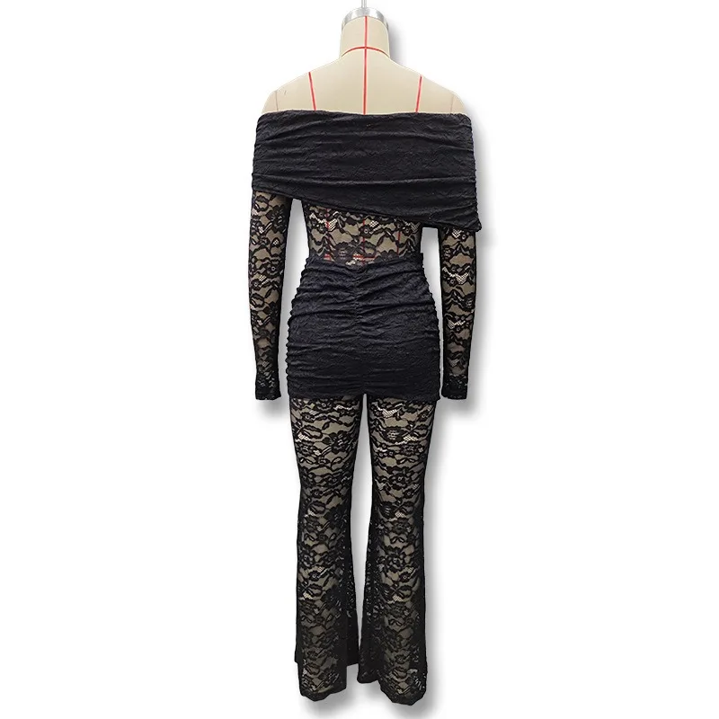 2026 Estate Nuovo pizzo Splicing Sexy Spice Girl Prospettiva Tuta Abbigliamento femminile europeo e americano all'ingrosso transfrontaliero