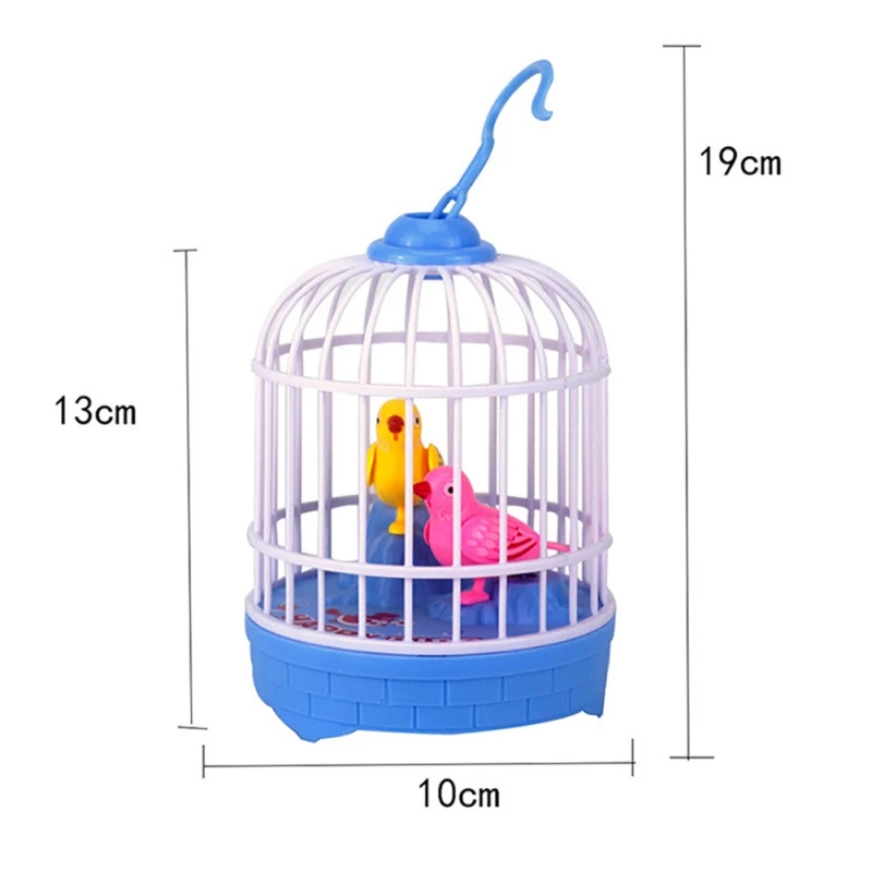 Singing and Chirping Bird in Cage - Realistic Sounds and Movements - Sound Activated Chirp Toy - Electronic Simulation Bird Cage