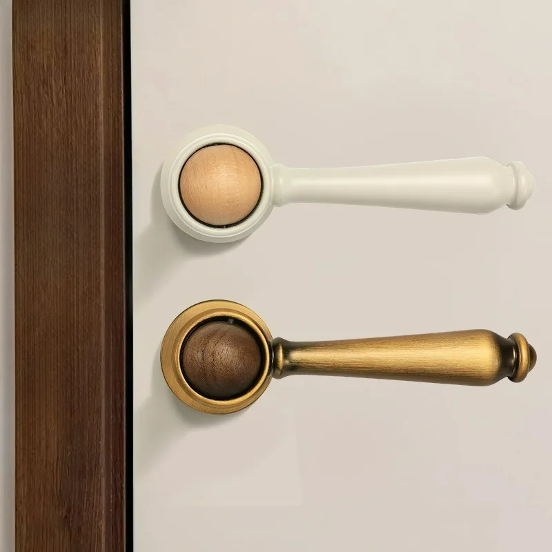 

Ретро-замок для внутренней двери, бесшумный разделенный дверной замок для спальни, замок с деревянной дверной ручкой для комнаты