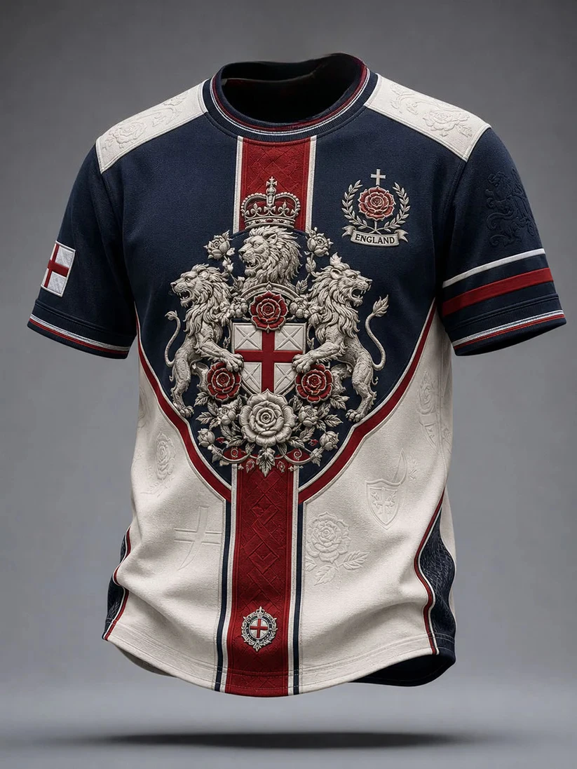 3D Printed Saint George and Leon Cross Football Jersey Kids' T-Shirt for Men and Women - Essential for Football Fans