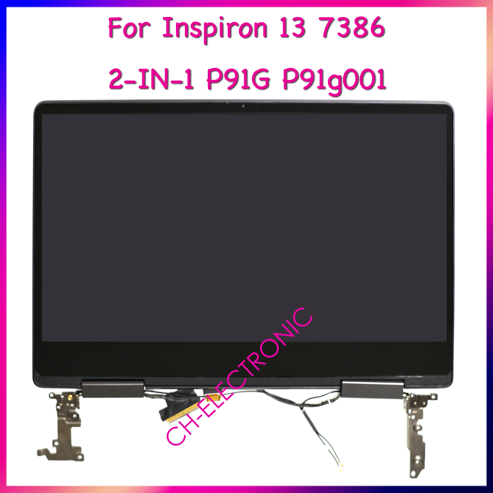 Pantalla táctil LCD de 13,3 pulgadas para ordenador portátil, montaje completo de repuesto con bisagras para Dell Inspiron 13 7386, 2 en 1, P91G, P91G001