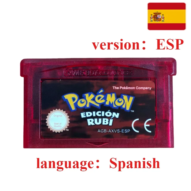GBA-Spiel Pokemon-Serie 32-Bit-Videospielkassette Konsolenkarte Pokemon Emerald Ruby FireRed LeafGreen Sapphire Mehrsprachig