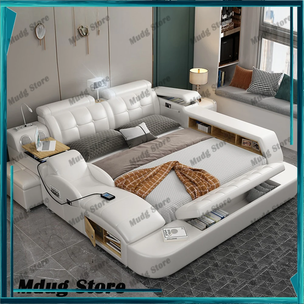 

Night Light Unique Bed Luxury Fancy King Massage Lounge Beds Double Sleeping Big Muebles Para Dormitorio Home Accessories