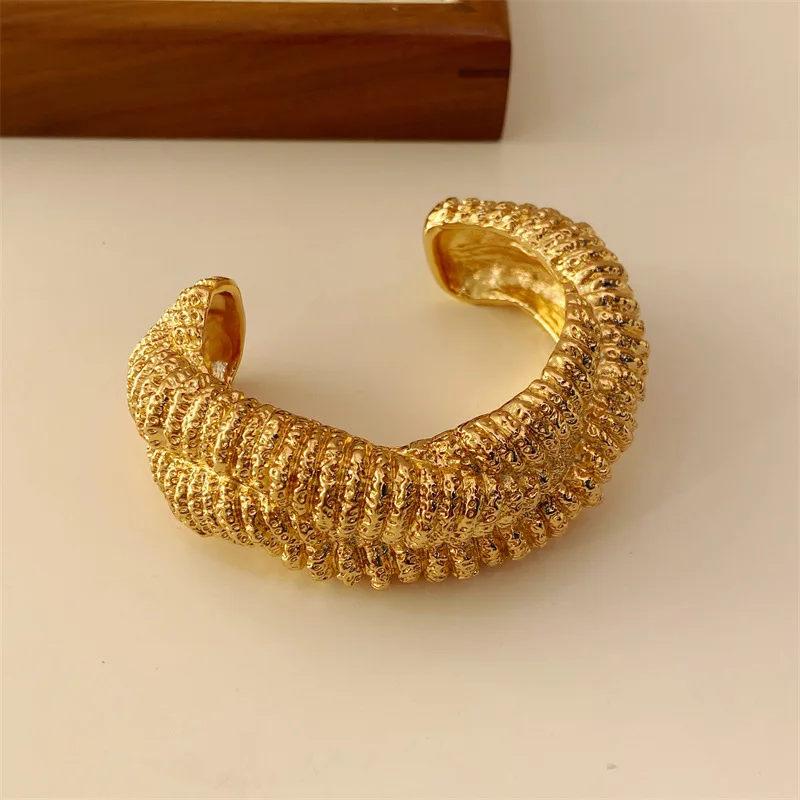 Punk Cuff Open Bracelet Exaggerated Big Wide Twisted Bracelet Women Gold Color Bangle Jewelry Party Accessories Gifts