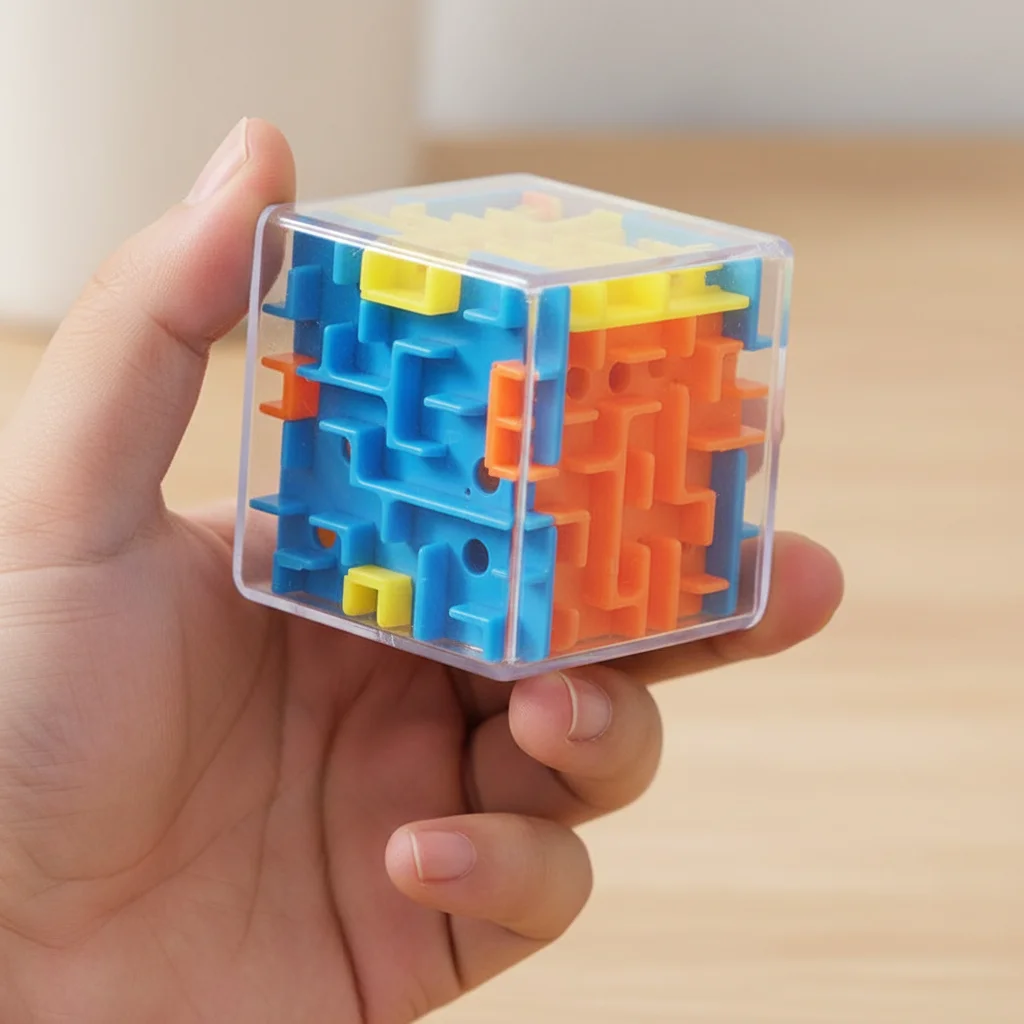 

Мини-кубик-лабиринт 3D, шестигранный прозрачный кубик-головоломка, скоростной кубик с катящимся шариком, игрушки-лабиринты для детей, игрушки для снятия стресса