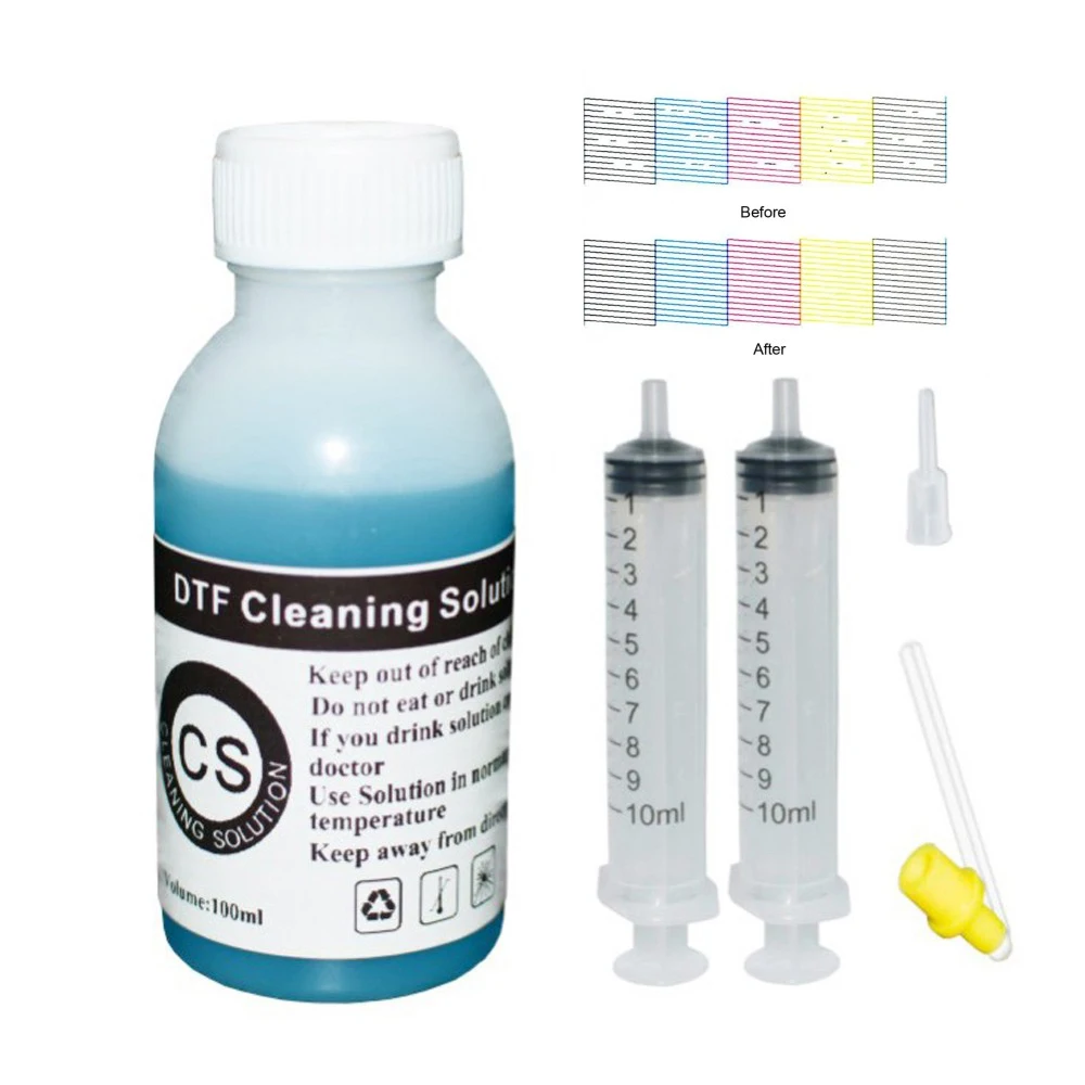 DTF Ink Cleaning Solution Liquid For DX4 DX5 DX7 L805 L800 1390 I3200 L1800 Printhead Cleaner Kit 100ml