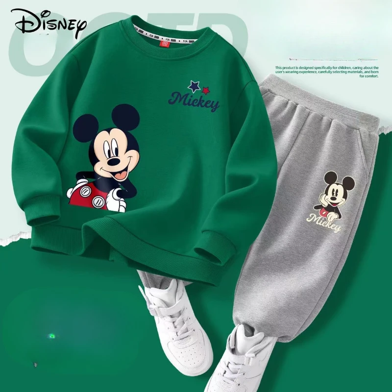 Autumn Baby Girl Boy Clothes Set Children Disney Mickey Printing Sweatshirt Top and Pants Bottom Two Piece Suit Kid Tracksuit