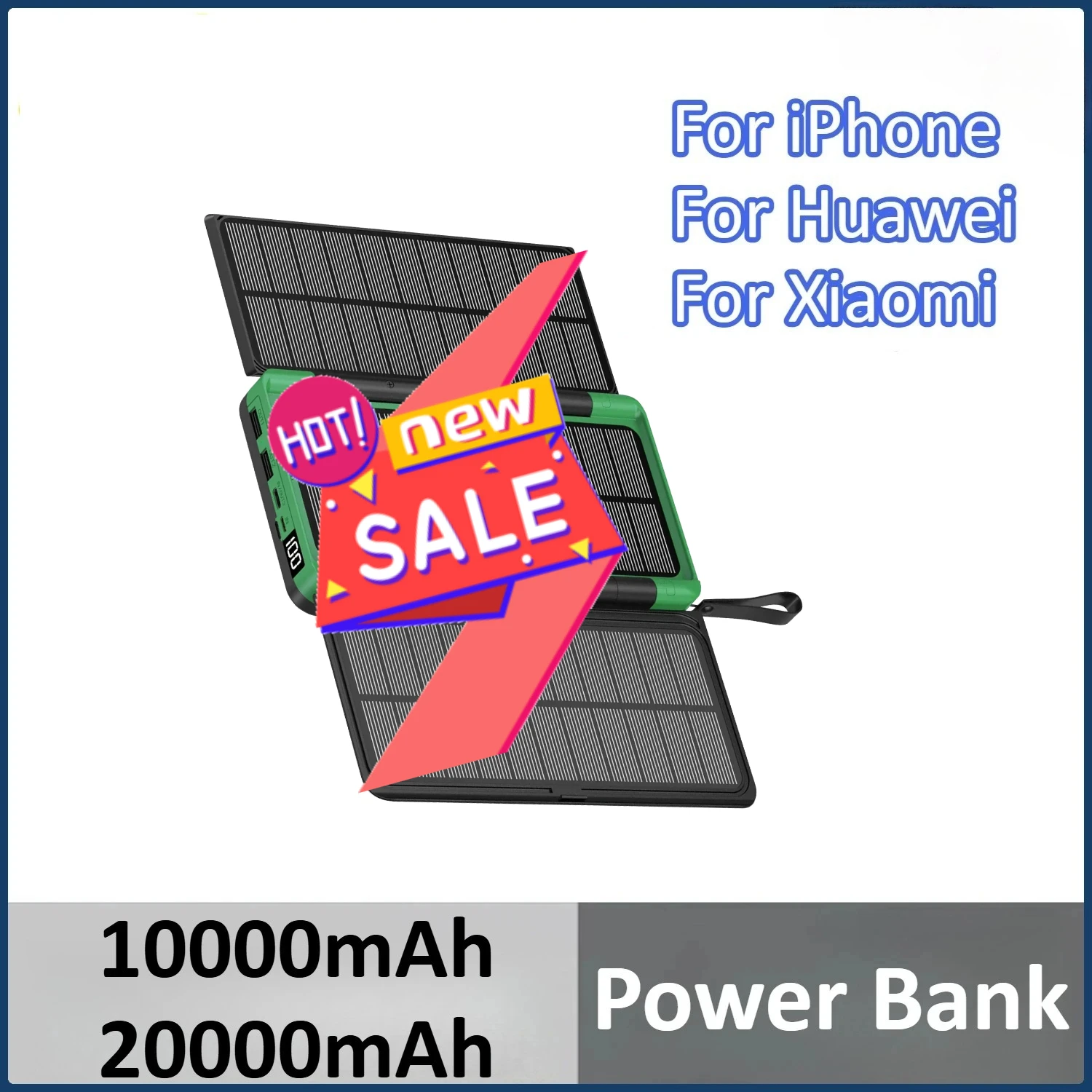 10000mAh 20000mAh بنك الطاقة الشمسية القابل للطي آيفون لهواوي لشاومي مع 3 لوحة طاقة شمسية شاحن لاسلكي Powerbank