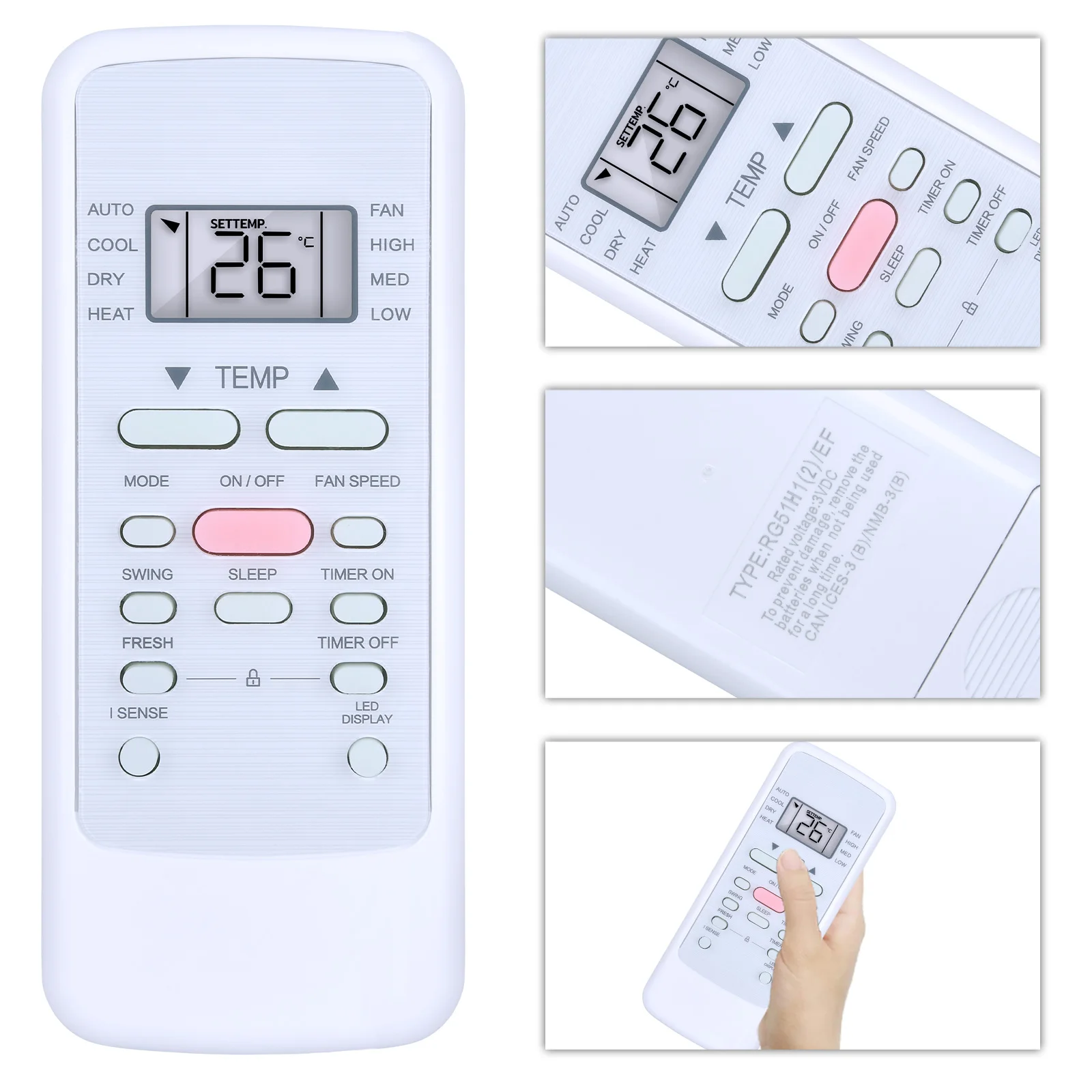 Remote control for VIVAX HTW RG51 Midea Rg51h(1)/ef air conditioner