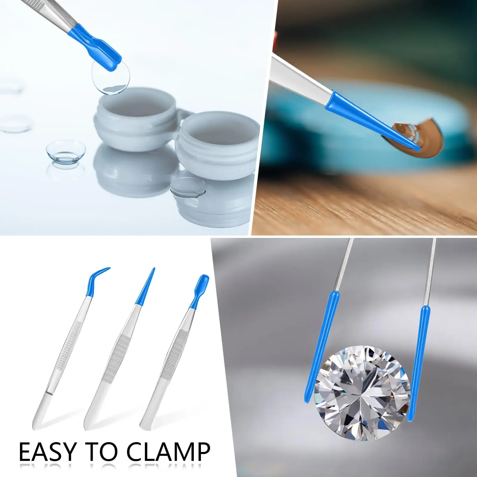 1 Uds. Pinzas con puntas de goma, juego de pinzas recubiertas de PVC, pinzas de punta recta de goma, pinzas de punta plana de goma, dobladas largas