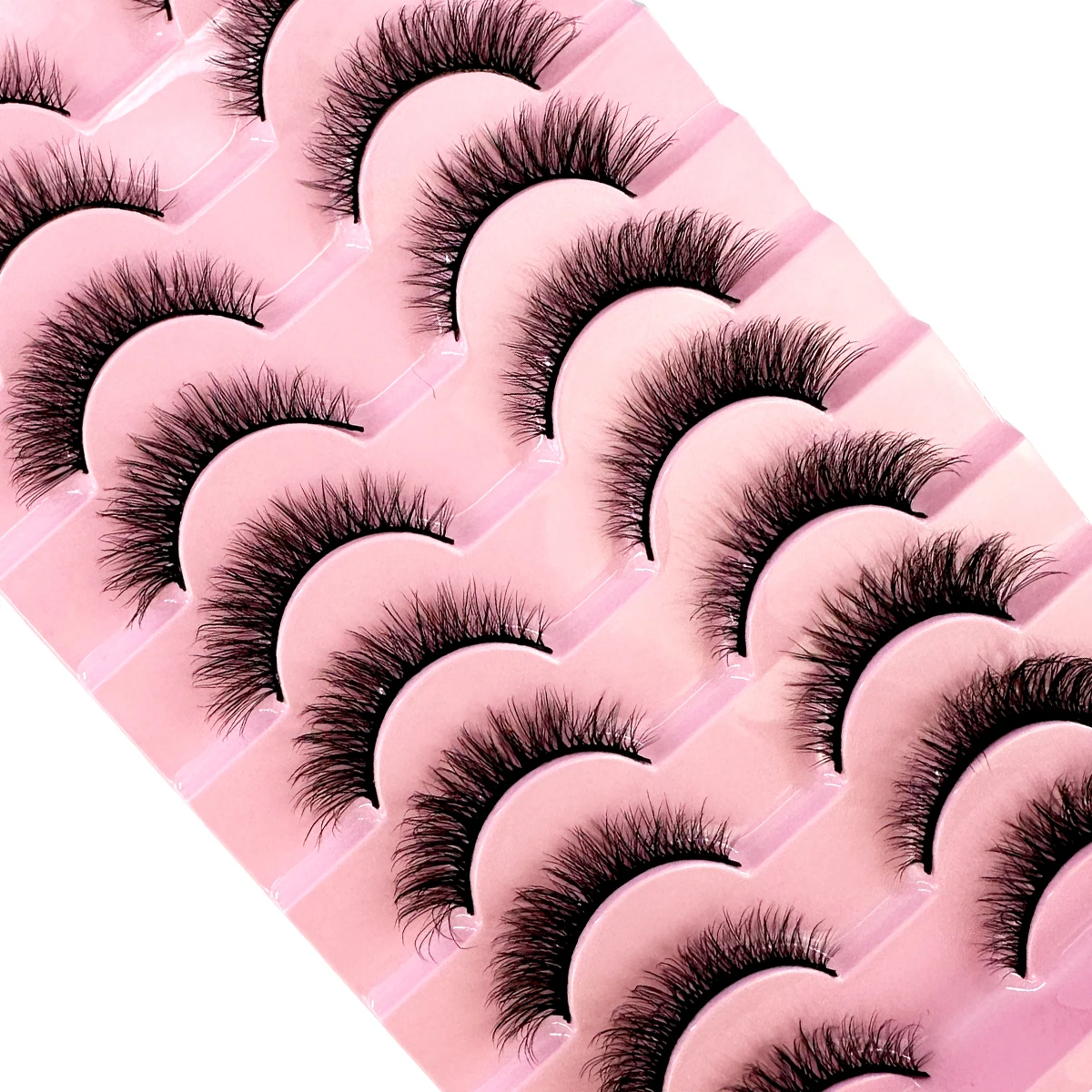 Nuovo 5/7/10 paia ciglia finte visone ciglia finte fatte a mano trucco nudo naturale simulazione croce occhio disordinato ciglia ricci 3D