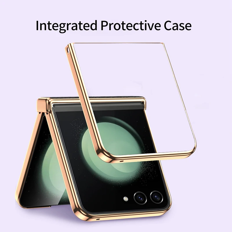 

Cowhide Leather Phone Case for Samsung Galaxy Z Flip 7 Flip7 zflip7 Luxury Hinge Protection Cover without Tempered Glass