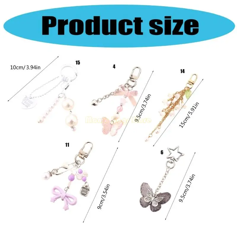 X90D سلاسل المفاتيح الجمالية حقيبة جميلة قلادة حلية فراشة سلاسل المفاتيح Charms للنساء حقيبة محفظة ظهره زينة الهدايا #6