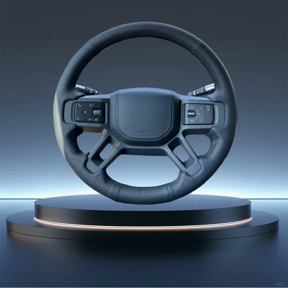 

Ручное шитье, противоскользящий кожаный чехол из микрофибры на руль автомобиля для Land Rover Discovery 5 Defender 20-23, автомобильные аксессуары