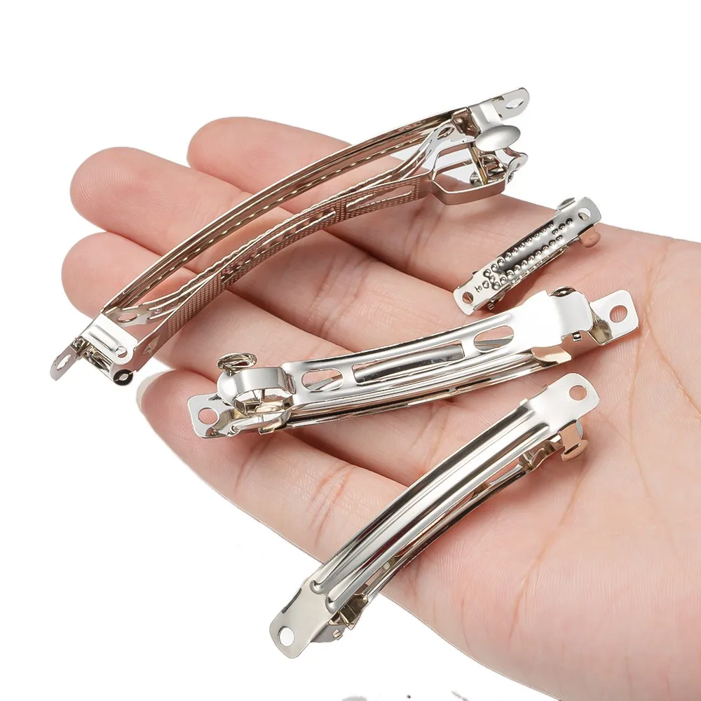 Metal Presilha Francesa para DIY, Clipe De Cabelo, Snap Hairpin Base de Configuração, Titular Rabo De Cavalo, Jóias Fazendo Suprimentos, Acessórios, 10PCs