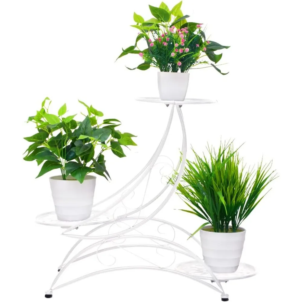 

Metal 3 Tier Plant Stand Flower Pot Holder Potted Plant Stand Indoor Outdoor Display Rack for Patio Garden Balcony