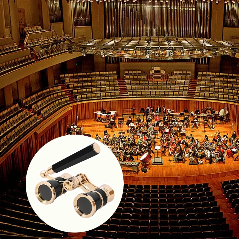 Magnification Operas Glasses Gold Chain Regulable Handle Theater 69HD