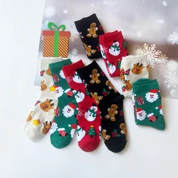 Autumn and Winter Trendy Christmas Stockings Santa Claus Elk Snowman Gingerbread Man Cartoon Tube Socks