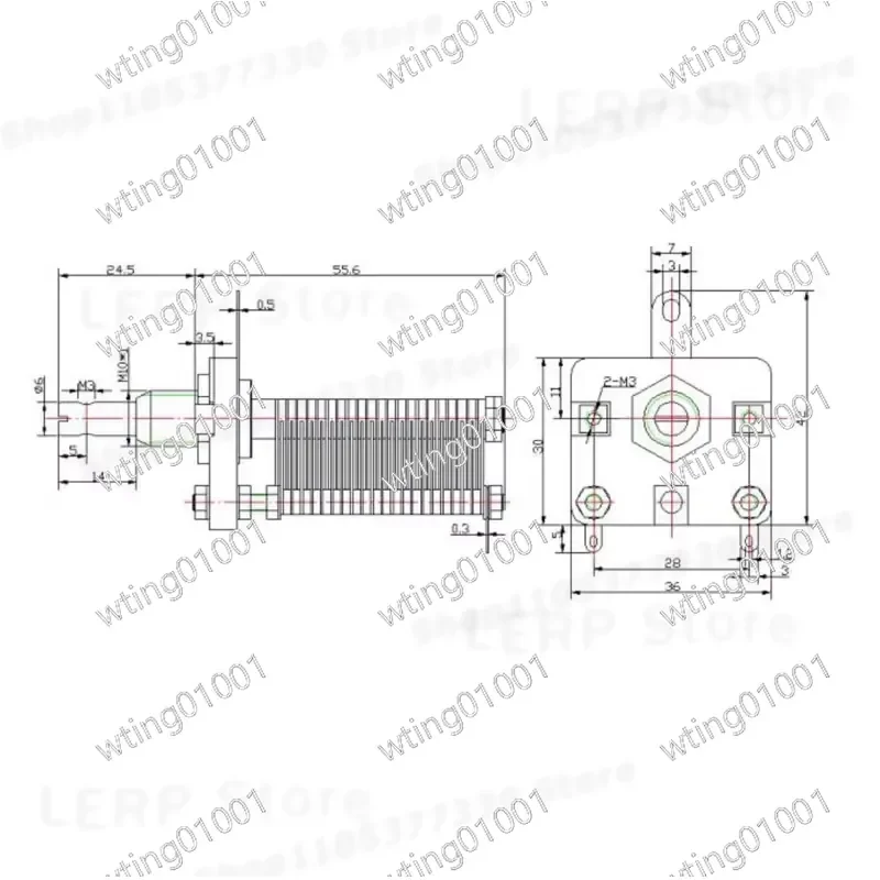 for CW1-270P 10-270pF 1000VDC High Voltage Air Variable Capacitor Ceramic Single Loop Antenna RF Small Component
