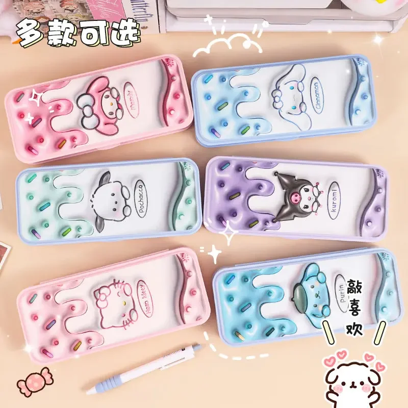 

Sanrio Kawaii Hello Kitty Multi-functional Pencil Box My Melody Kuromi Anime Cartoon Cute Fashion Large Capacity Stationery Box