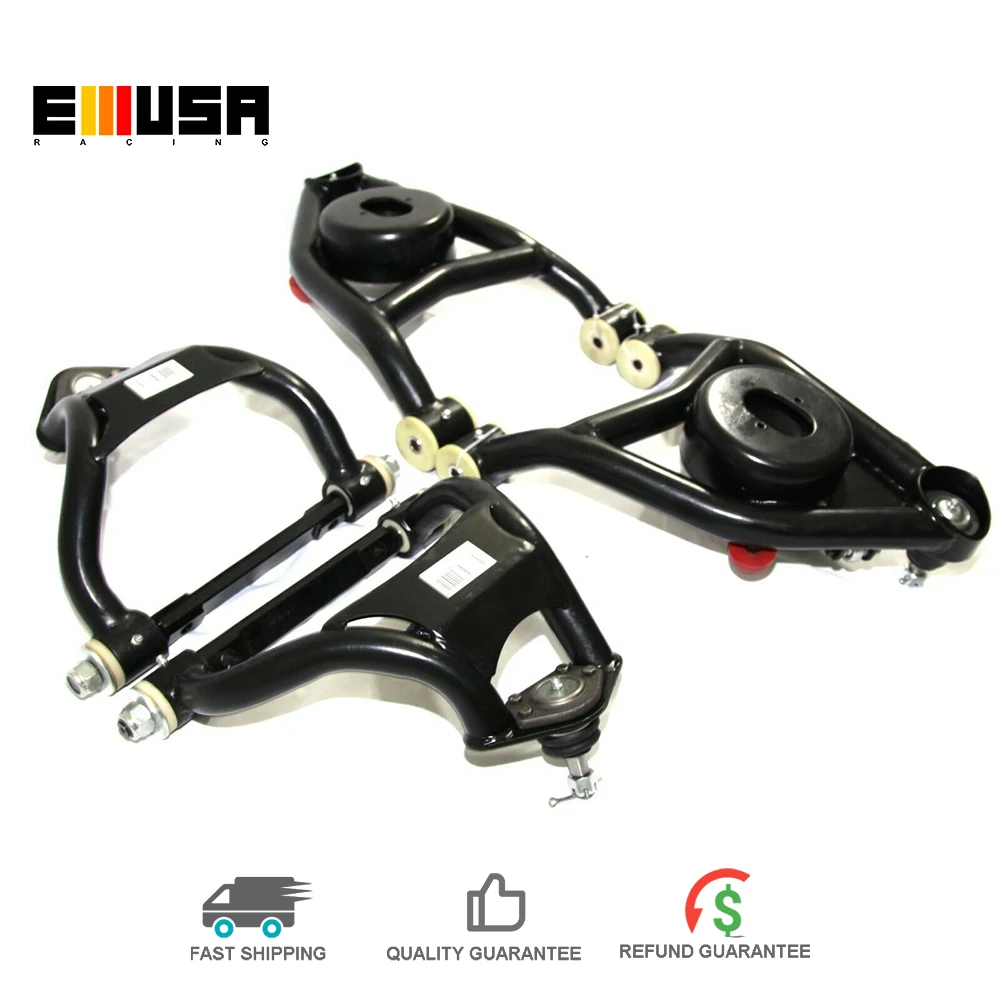 Emusa Black Front Upper&Lower Control Arm Fit for 1968-1972 Chevelle GTO Cutlass GM A Body