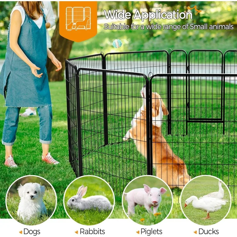 32 Panels Pet Dog Pen 40 inch Height Heavy Duty Foldable Metal Portable Puppy Exercise Pen Barrier Cat Chicken Rabbit Fence