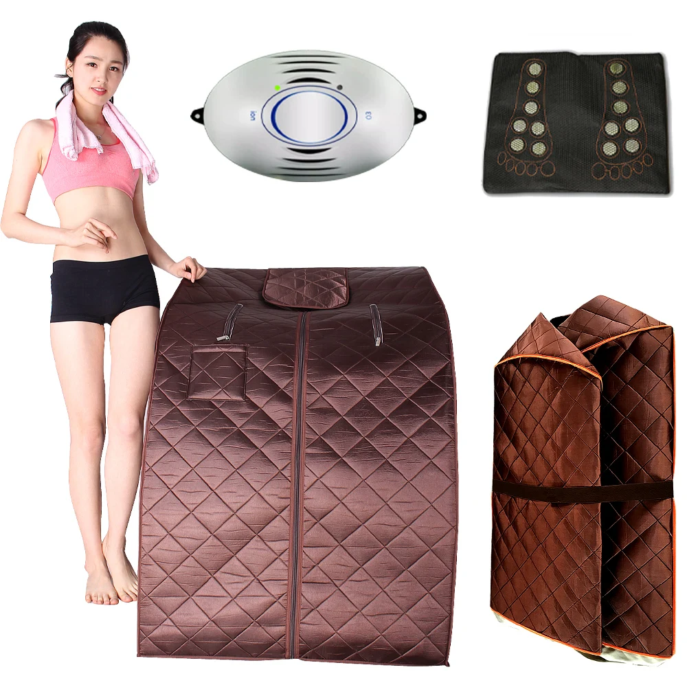 Far Infrared Sauna Slimming For Sauna Weight Loss Negative Ion Detox Therapy Personal Fir Sauna Cabin Room With Folding Chair