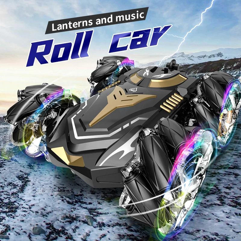 Carro dublê RC Twist com luz e música Brinquedo dublê de condução rolante dupla face para crianças