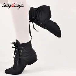 Zapatos de baile de alta calidad para mujer, botas de baile de Jazz con cordones, zapatos de baile de entrenamiento de lona, zapatos de baile para interiores/exteriores