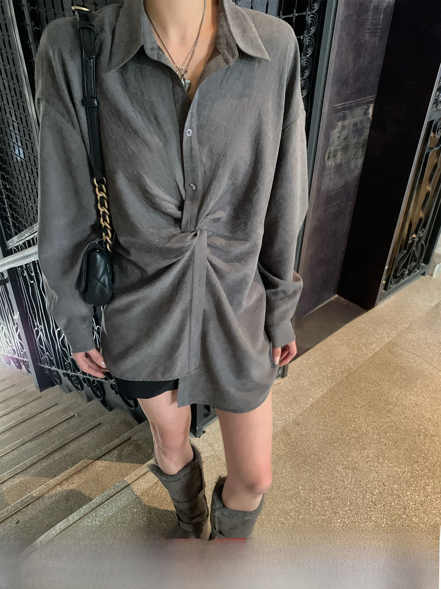 

Женская винтажная блузка GV Big Brother с завышенной талией, свободного кроя, с длинным рукавом, классическим воротником, новинка весенней коллекции