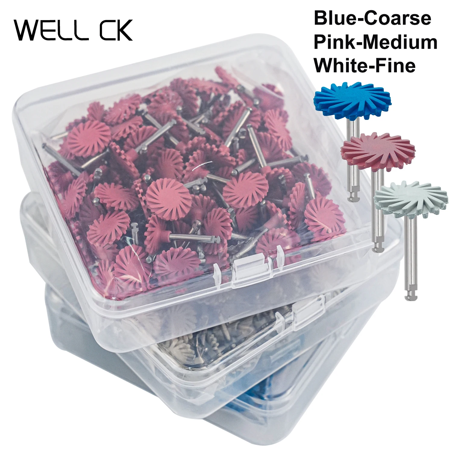 50/100Pcs Dental Rubber Polisher Composite Resin Polishing Disc Diamond System RA Disc 14mm Wheel Spiral Flex Brush Burs 3 Color