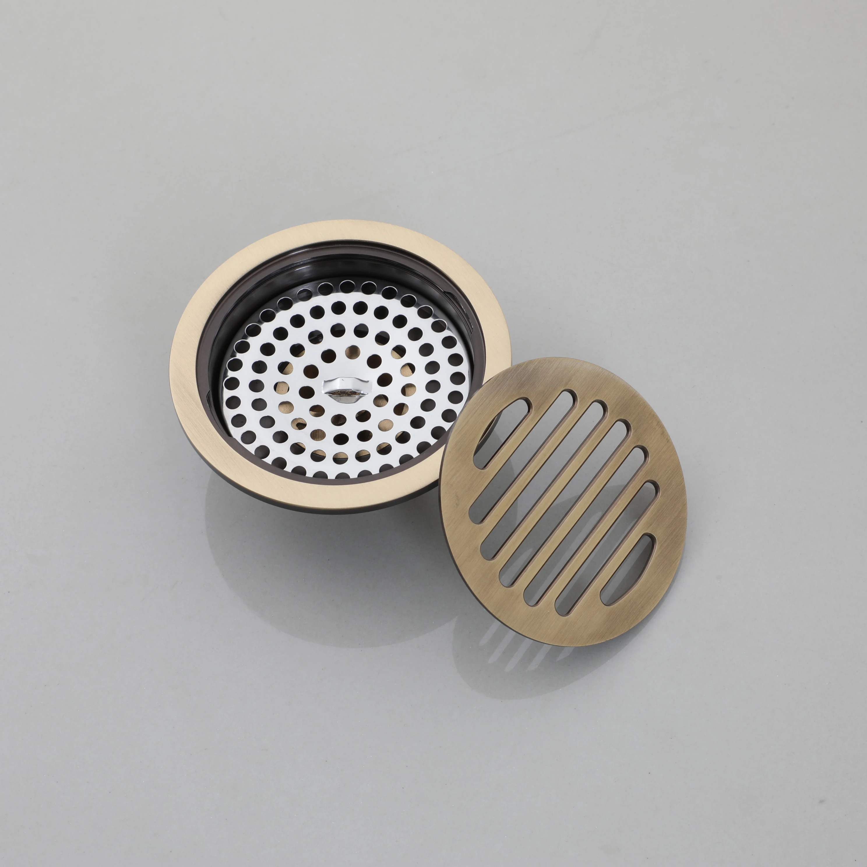 ZAPPO Antique Brass Bathroom Floor Drain Round Waste Floor Drain Shower Square Printing thread Design Cover Floor Drain US