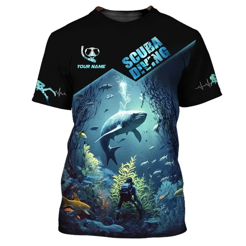 

25 Summer New Product Scuba Diving 3D Printed Short Sleeve Daily Outdoor Sports Quick Dry Breathable Casual Loose Men's T-shirt