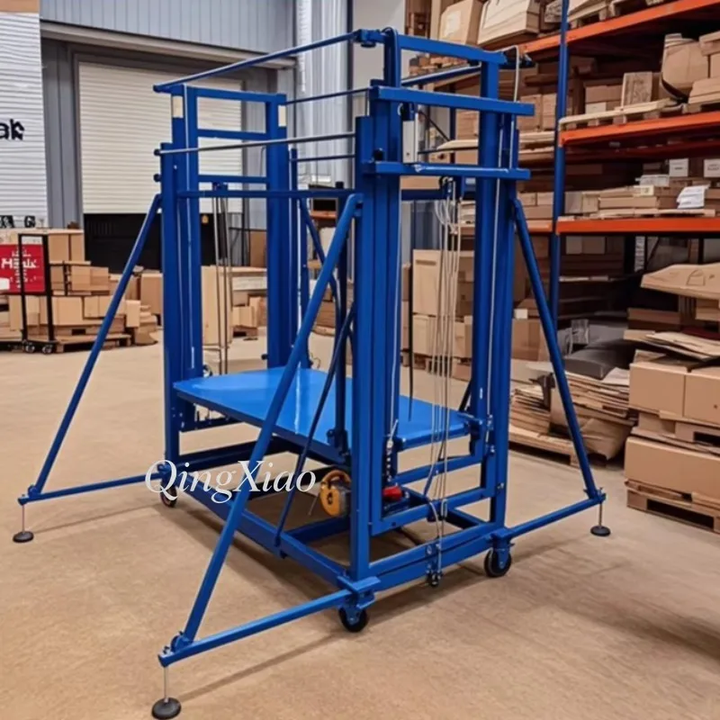 Electric Foldable Scaffold 2-8M 300Kg Loading Warehouse Factory Material Lifting Handling Equipment Stable Safe Reliable
