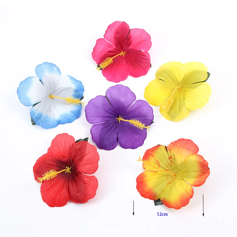 30pcs Artificial Hibiscus Flowers Colourful Hawaiian Table Decor Centrepiec Home Spring Summer DIY Garland Fake Flower