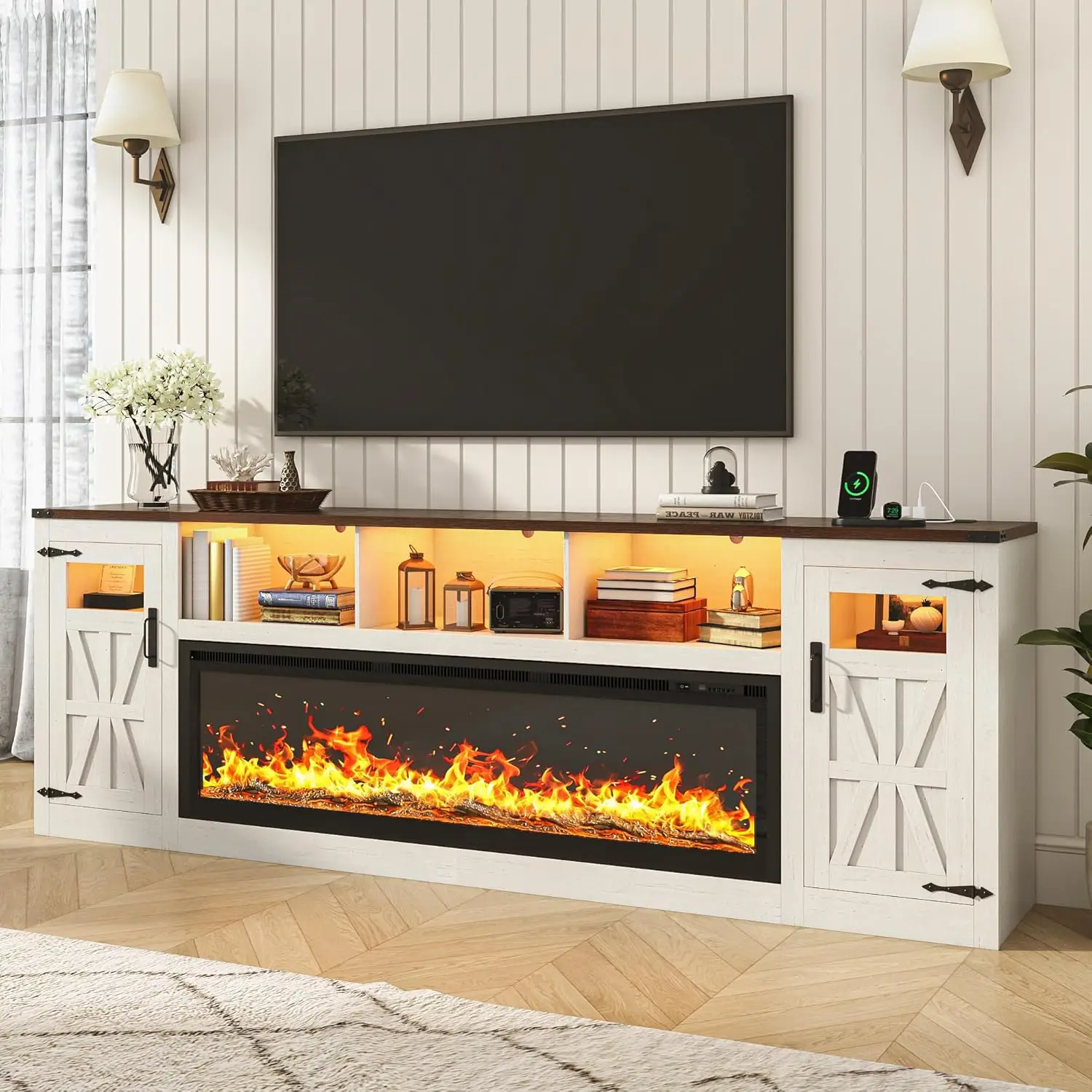 Fireplace TV Stand for 100 Inch TV, 95